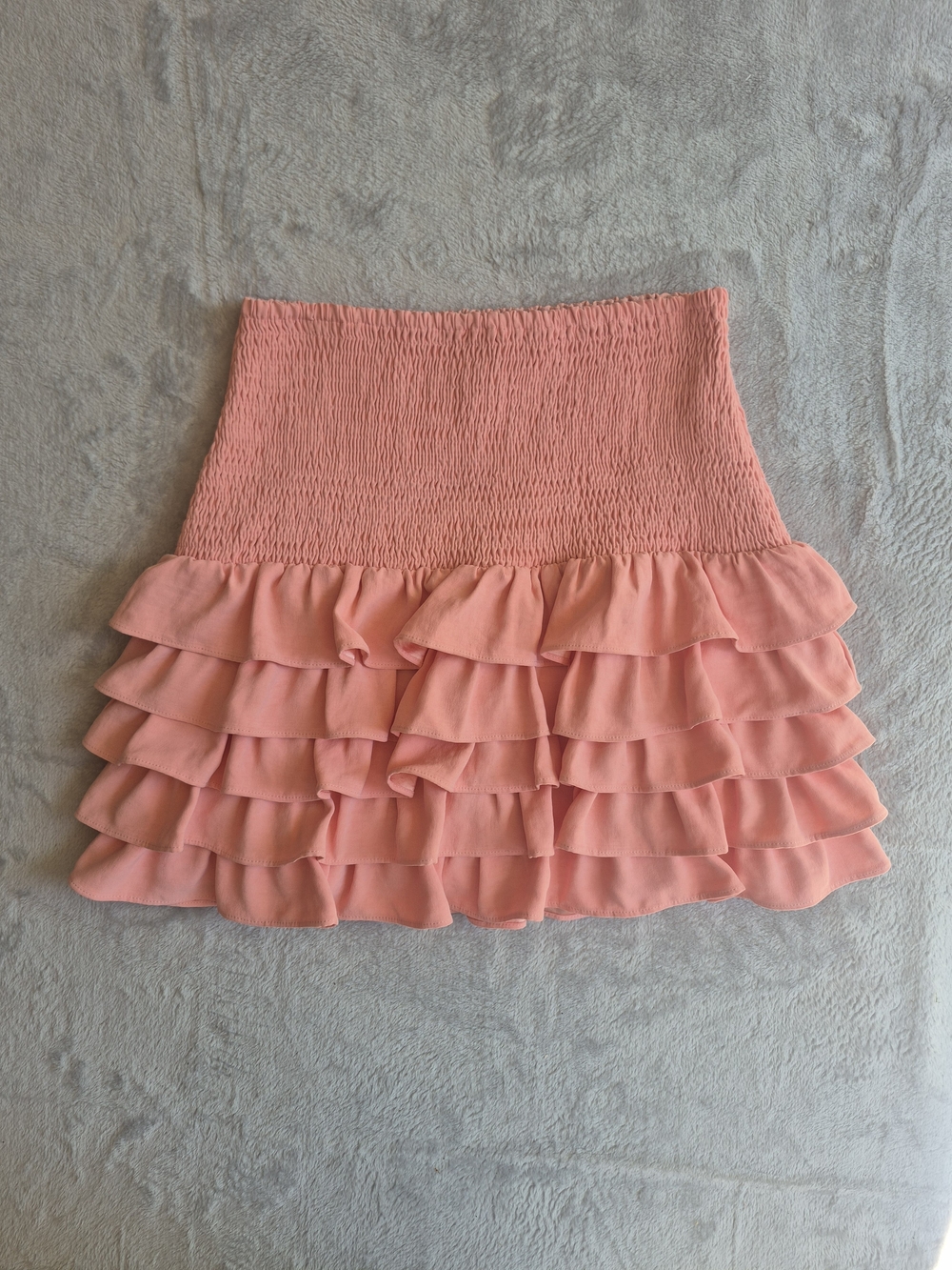 Free the Roses Coral Pink Tiered Ruffle Skort with Smocked Waist